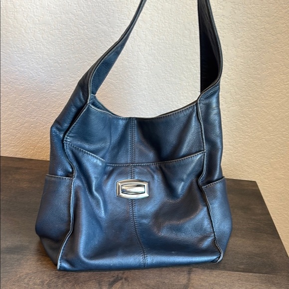 B. Makowsky Blue Shoulder Bag with Slouchy Silhouette - Picture 3 of 9